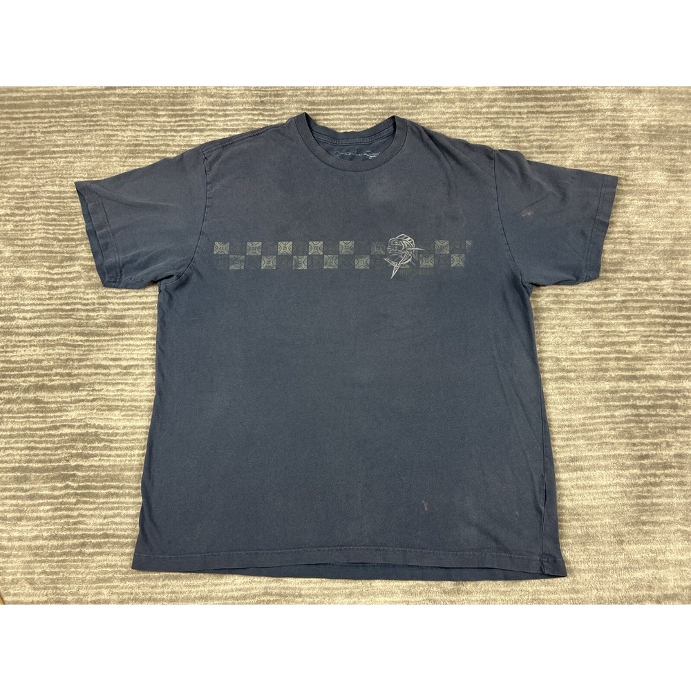 Quiksilver T-Shirt Mens XXL Blue Aloha Band Marlin Graphic Short Sleeve Surf Tee